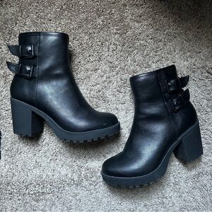 MIA Black Faux Leather Heeled Ankle Boots Women’s 8